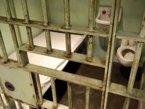 Recreation-of-Martin-Luther-Kings-Cell-in-Birmingham-Jail-National-Civil-Rights-Museum-Downtown-Memphis-Tennessee-USA-by-Adam-Jones